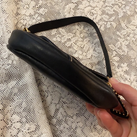 Y2K Juicy Couture VINTAGE CHARM Mini bag BLACK LEATHER PURSE WRISTLET - Picture 14 of 14